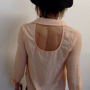 Studded Scoop Back Peach Button-down